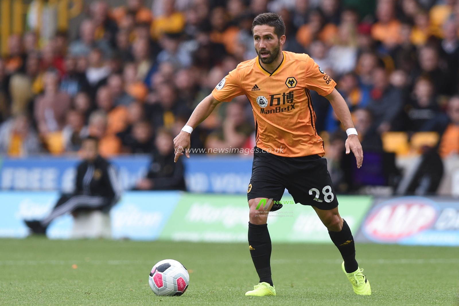28th September 2019, Molineux, Wolverhampton, England; Premier League, Wolverhampton Wanderers v Watford : Joao Moutinho (28) of Wolverhampton Wanderers in action during the game

Credit: Richard Long/News Images