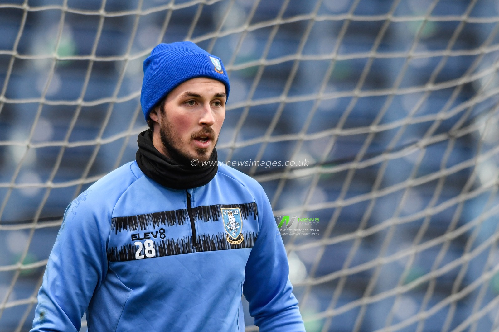 Joe Wildsmith #28 of Sheffield Wednesday warming up before the game