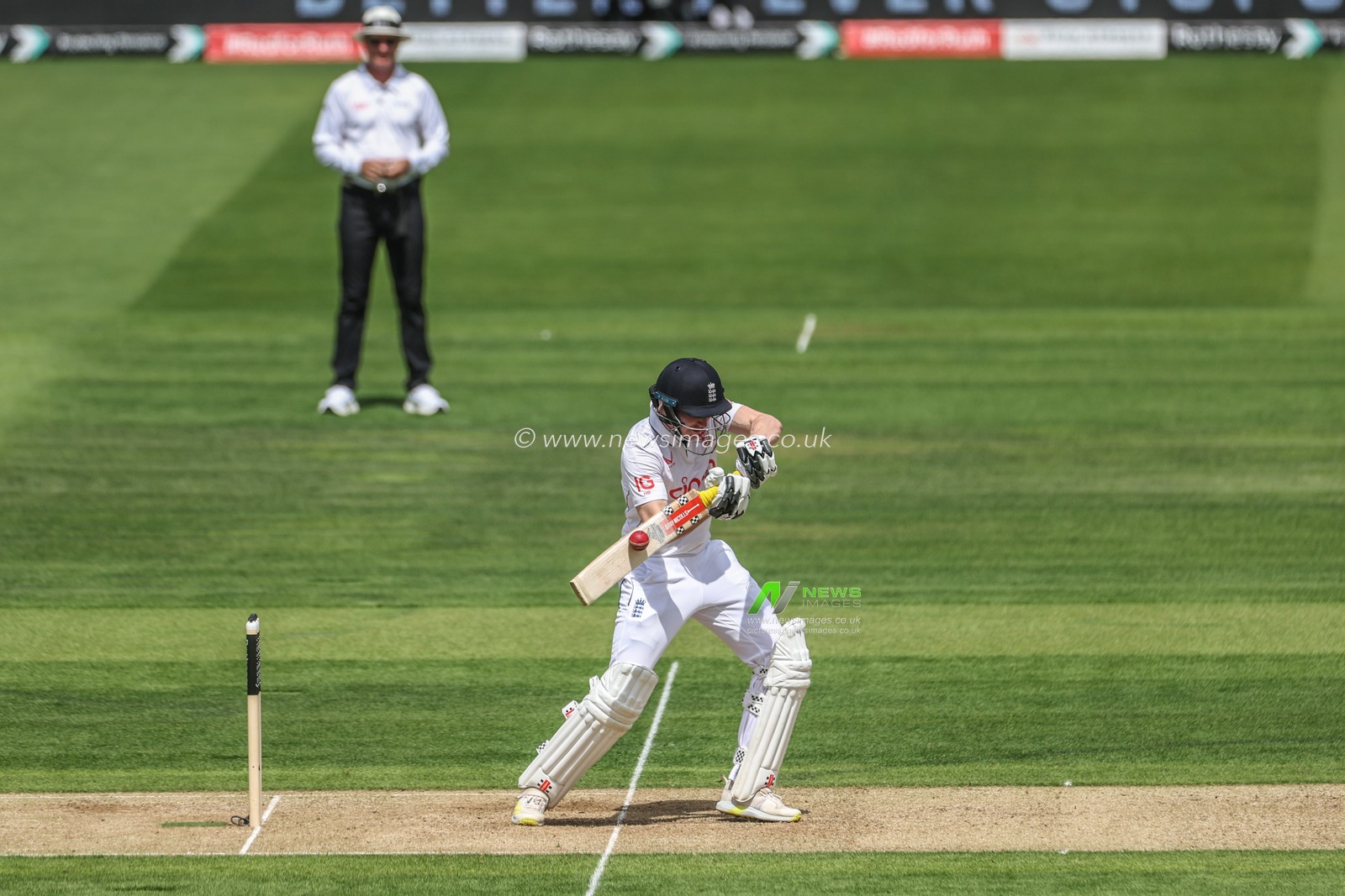 Harry Brook of England hits the ball for two runs and gets his half century (50 runs) during the Rothesay Test Match Day Two England v West Indies at Lords, London, United Kingdom, 11th July 2024

(Photo by Mark Cosgrove/News Images)