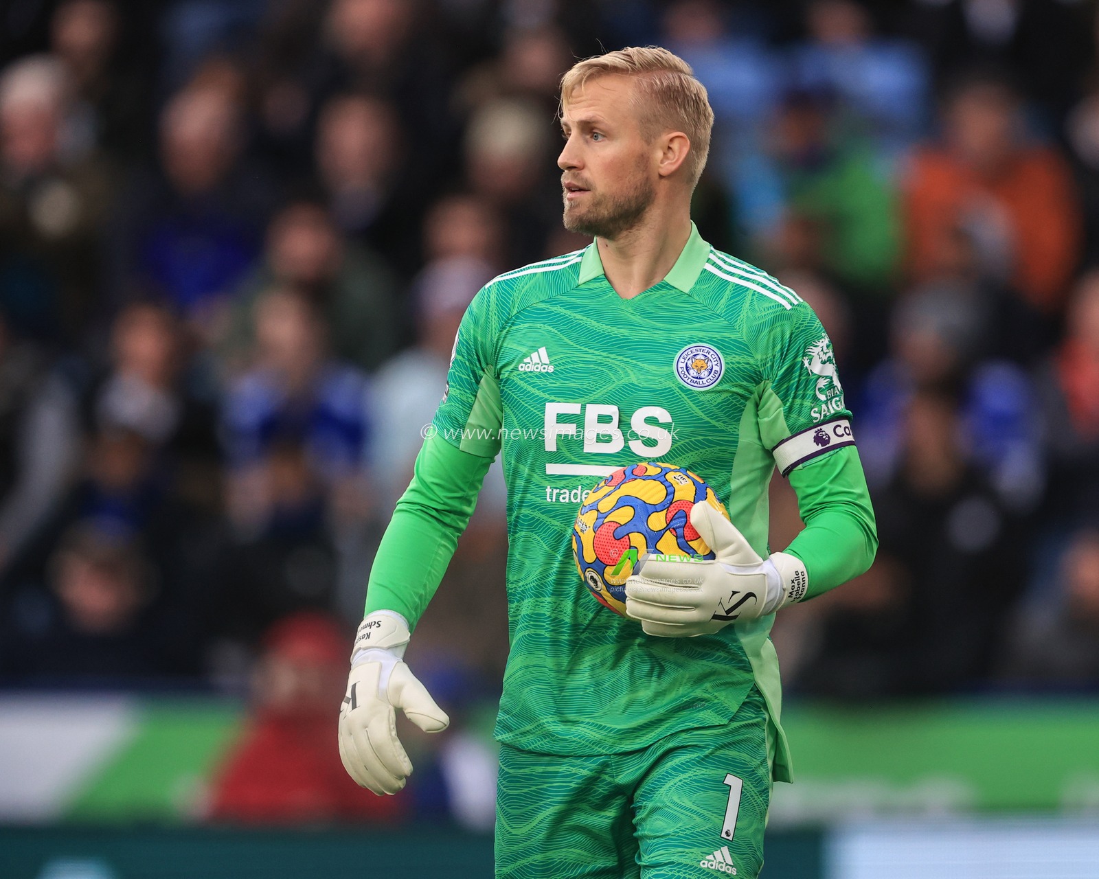 Kasper Schmeichel #1 of Leicester City in action during the game
