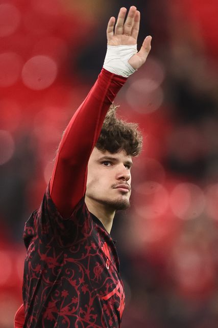 Milos Kerkez of Liverpool weavers to the fans in the pregame warmup session during the UEFA Champions League last 16 second leg match Liverpool vs Galatasaray at Anfield, Liverpool, United Kingdom on 18 March 2026

(Photo by Alfie Cosgrove/News Images)