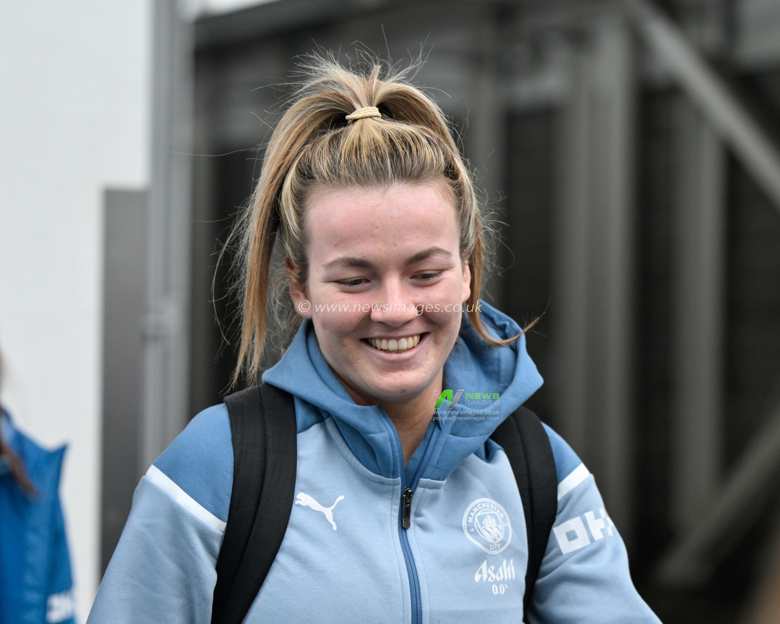 Lauren Hemp of Manchester City Women all smiles as she arrives ahead of the match, during the The FA Women's Super League match Manchester City Women vs Leicester City Women at Joie Stadium, Manchester, United Kingdom, 4th February 2024

(Photo by Cody Froggatt/News Images)