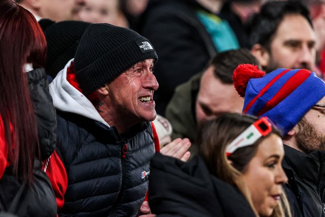 Hull KR fans celebrate a try from Tom Amone of Hull KR during the World Club Challenge 2026 match Hull KR vs Brisbane Broncos at MKM Stadium, Hull, United Kingdom on 19 February 2026

(Photo by Alfie Cosgrove/News Images)