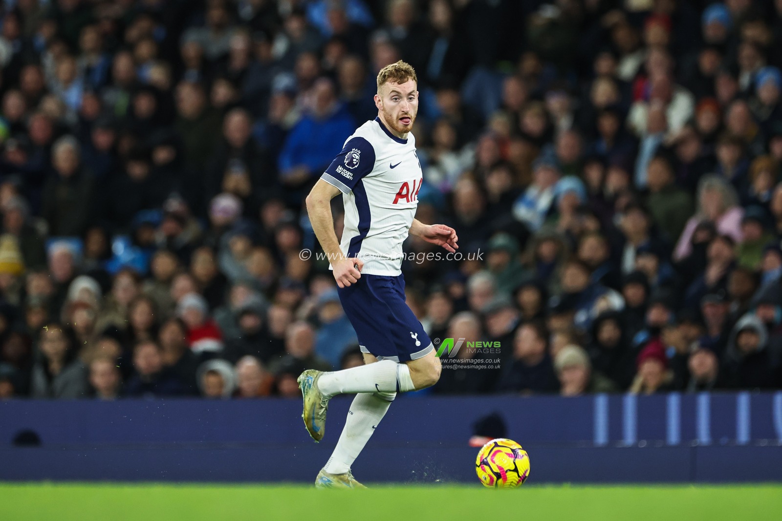 Dejan Kulusevski of Tottenham Hotspur makes a break with the ball  during the Premier League match Manchester City vs Tottenham Hotspur at Etihad Stadium, Manchester, United Kingdom, 23rd November 2024

(Photo by Mark Cosgrove/News Images)