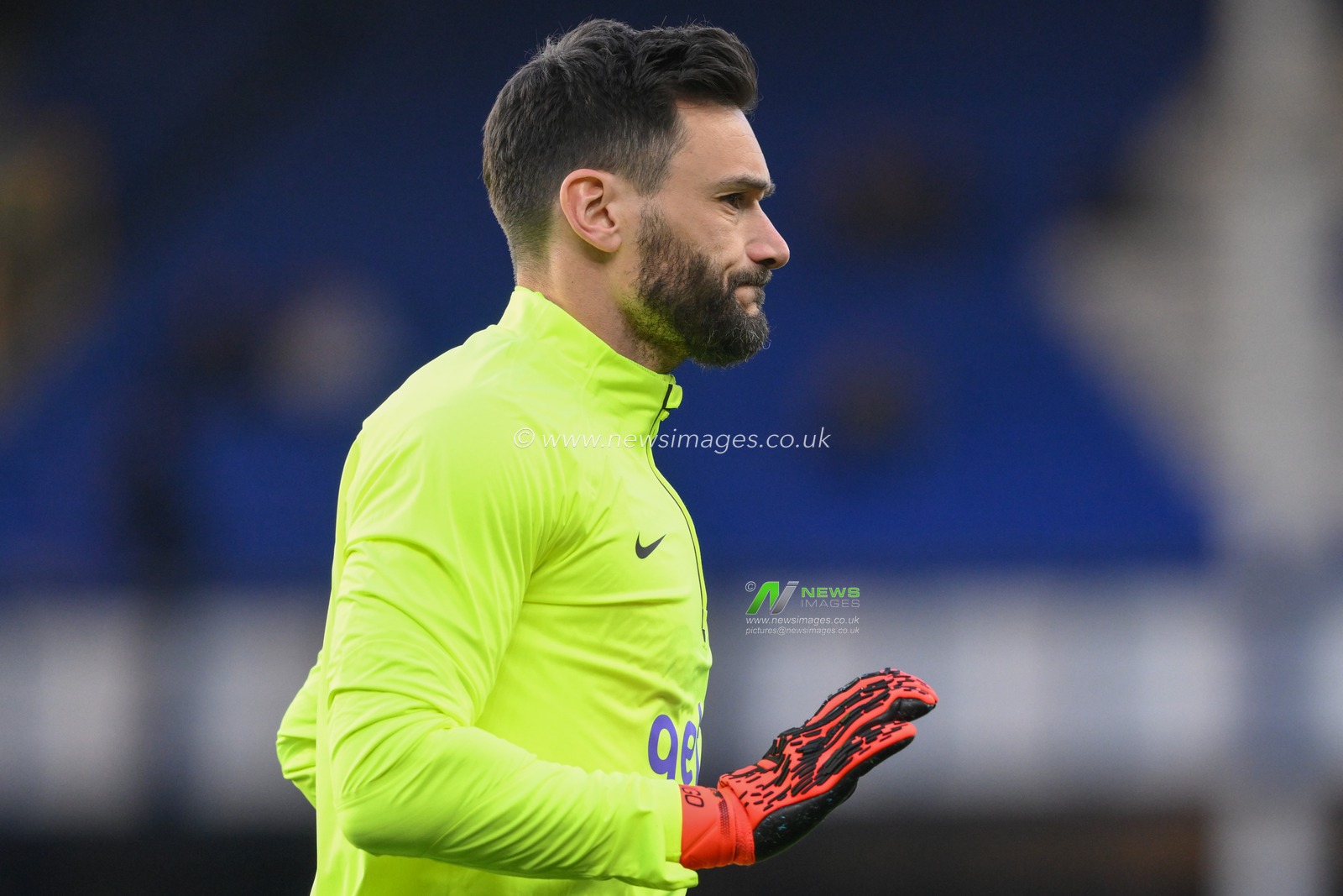 Hugo Lloris #1 of Tottenham Hotspur waves to the travelling fans during the pre-game warm up ahead of the Premier League match Everton vs Tottenham Hotspur at Goodison Park, Liverpool, United Kingdom, 3rd April 2023

(Photo by Craig Thomas/News Images)