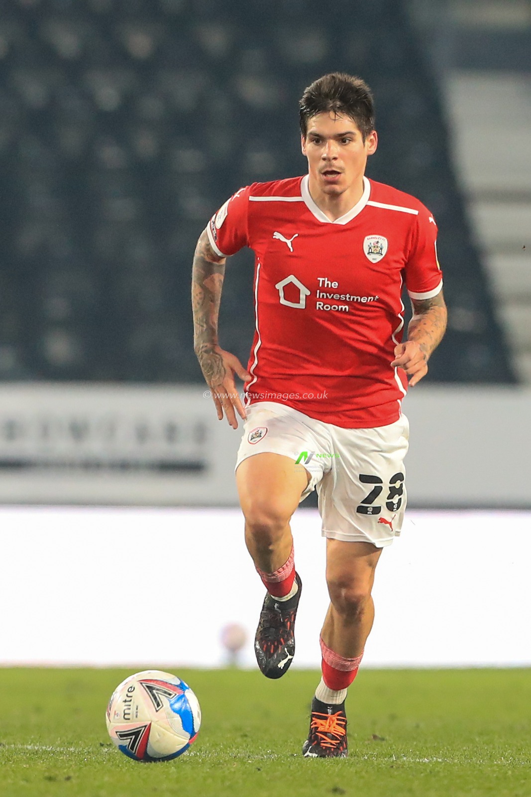 Dominik Frieser #28 of Barnsley in action during the game