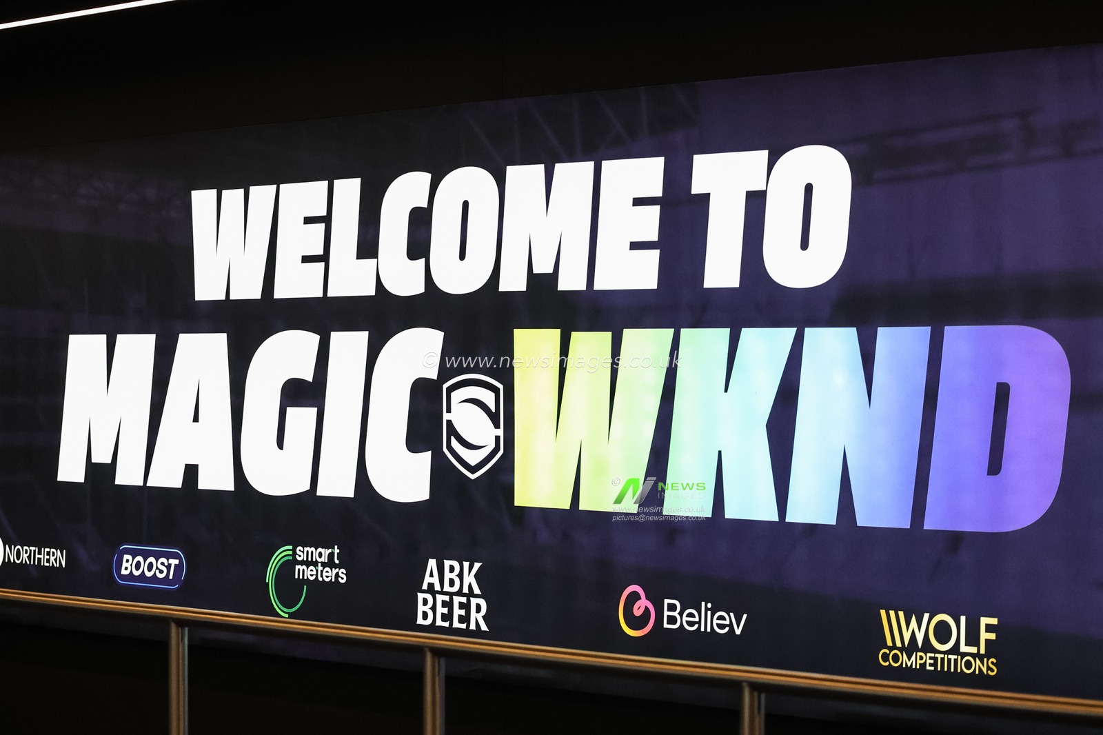 Welcome to Magic Weekend in the tunnel area during the Betfred Super League Magic Weekend match Leigh Leopards vs Warrington Wolves at Hill Dickinson Stadium, Liverpool, United Kingdom on 04 July 2026

(Photo by Mark Cosgrove/News Images)