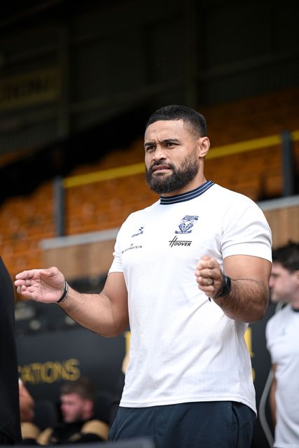Toafofoa Sipley of Warrington Wolves gestures prior to the Betfred Super League round 21 match Castleford Tigers vs Warrington Wolves at OneBore Stadium, Castleford, Untied Kingdom on 01 August 2026

(Photo by Ben Roberts/News Images)
