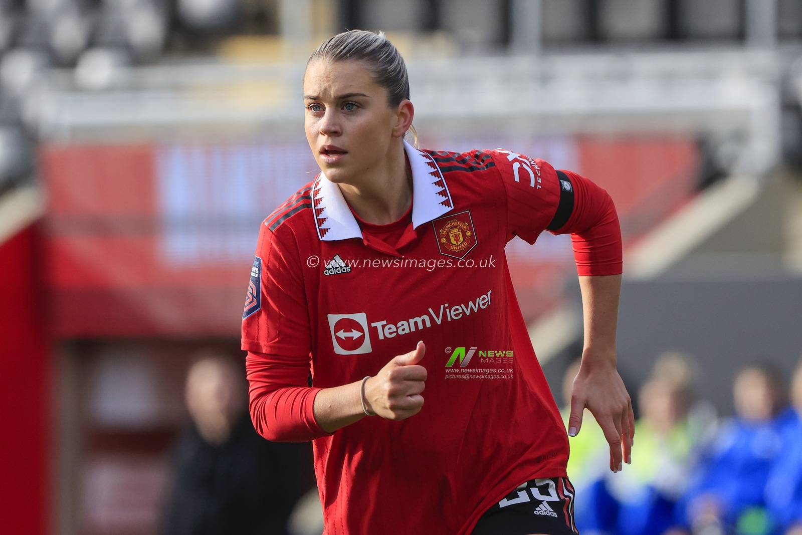 Alessia Russo #23 of Manchester United in action during the The FA Women's Super League match Manchester United Women vs Everton Women at Leigh Sports Village, Leigh, United Kingdom, 5th February 2023

(Photo by Conor Molloy/News Images)