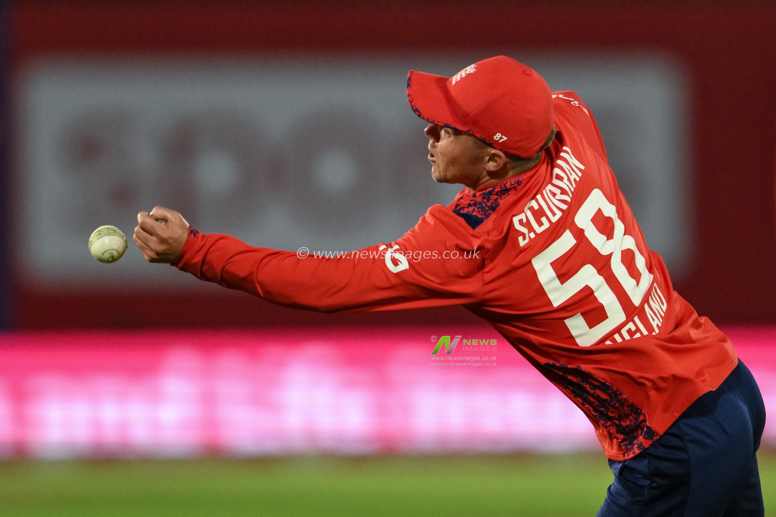 Sam Curran of England fumbles the ball and drops it during the First Vitality IT20 Series match England vs Australia at The Utilita Bowl, Southampton, United Kingdom, 11th September 2024

(Photo by Craig Thomas/News Images)