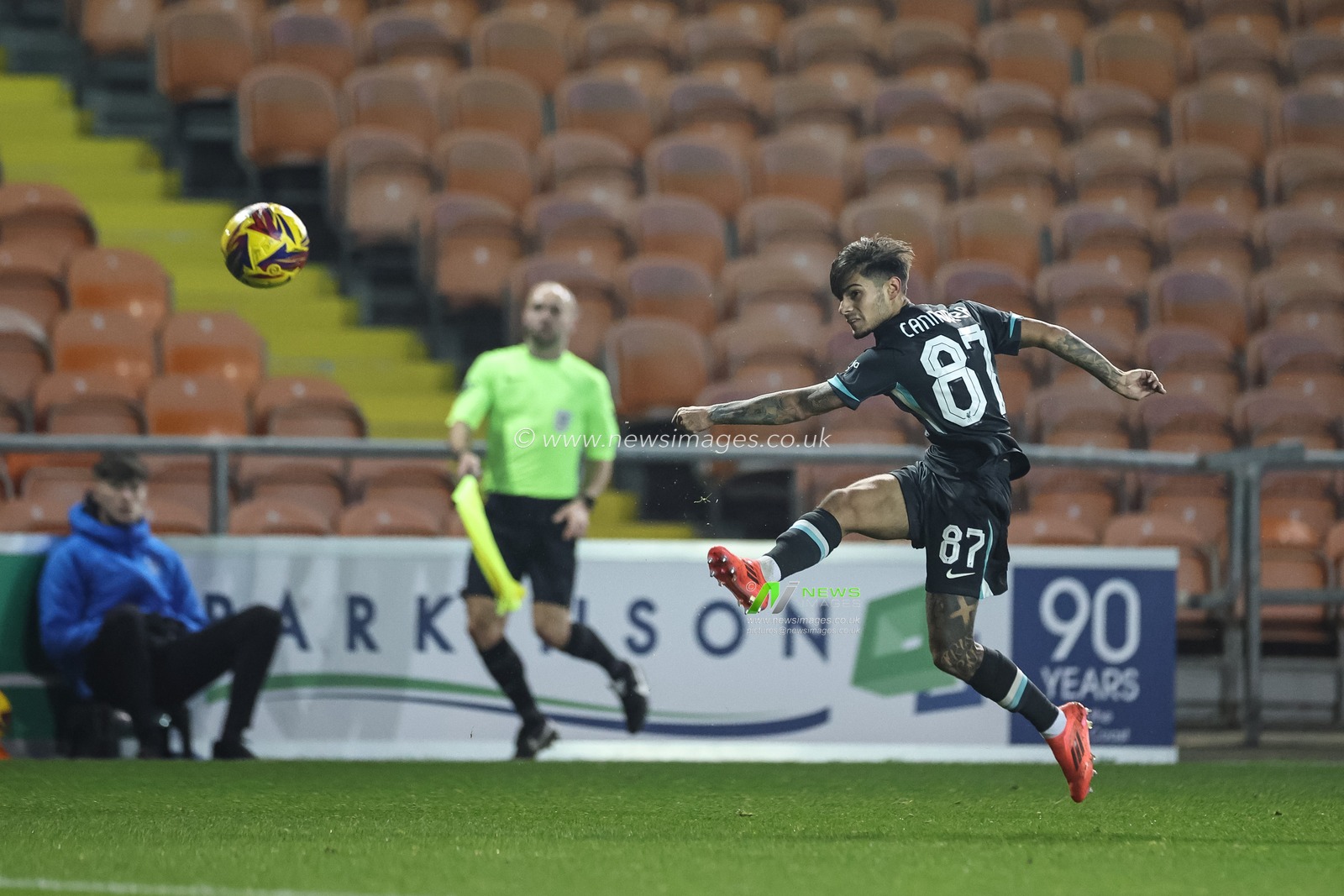 Oakley Cannonier of Liverpool scores, but itâ€™s ruled offside during the Bristol Street Motors Trophy match Blackpool vs Liverpool U21 at Bloomfield Road, Blackpool, United Kingdom, 6th November 2024

(Photo by Mark Cosgrove/News Images)