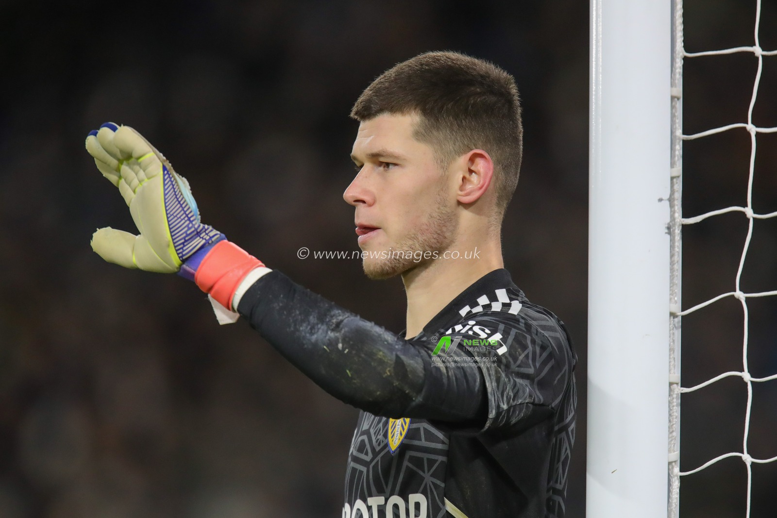Illan Meslier #1 of Leeds United gives his teammates instructions during the Premier League match Leeds United vs West Ham United at Elland Road, Leeds, United Kingdom, 4th January 2023

(Photo by James Heaton/News Images)
