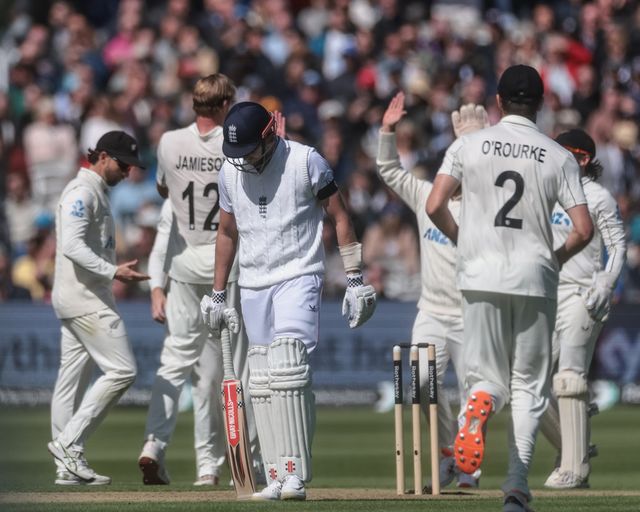 A dejected Gus Atkinson of England after being bowled out LBW by Kyle Jamieson of New Zealand during the 1st Rothesay Test Match Day 1 England vs New Zealand at Lords, London, United Kingdom on 04 June 2026

(Photo by Mark Cosgrove/News Images)