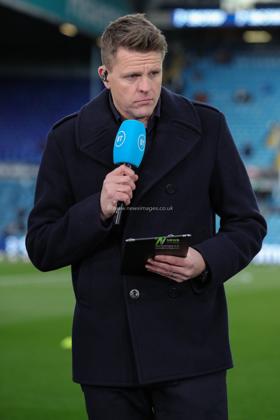 Jake Humphrey providing coverage for BT Sports ahead of tonightâ€™s Premier League match Leeds United vs Leicester City at Elland Road, Leeds, United Kingdom, 25th April 2023

(Photo by James Heaton/News Images)