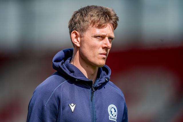 Mathias Jørgensen of Blackburn Rovers inspects the pitch prior to kick off during the Sky Bet Championship match Stoke City vs Blackburn Rovers at Bet365 Stadium, Stoke On Trent, United Kingdom on 11 April 2026

(Photo by Maynard Manyowa/News Images)