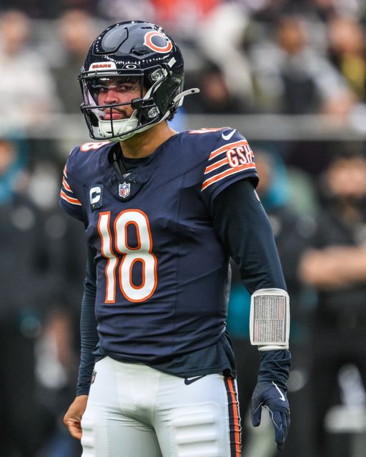 Caleb Williams of the Chicago Bears during the Week 6 match Chicago Bears vs Jacksonville Jaguars at Tottenham Hotspur Stadium, London, United Kingdom, 13th October 2024

(Photo by Craig Thomas/News Images)