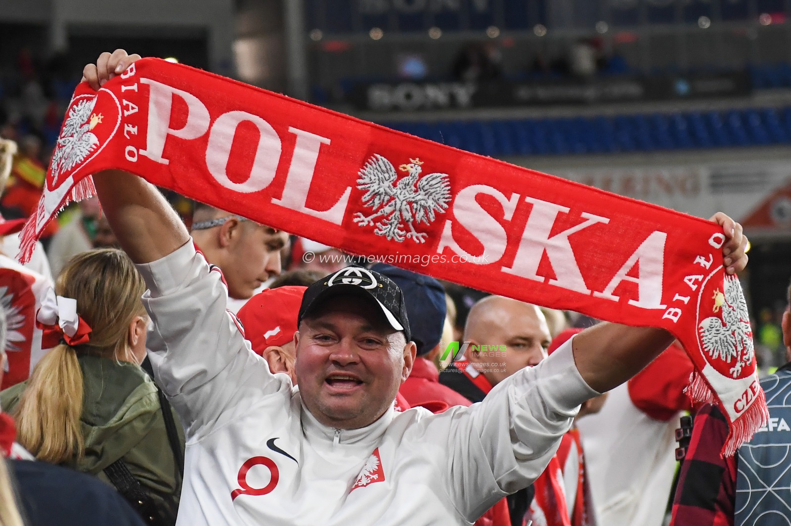 Poland supporters celebrate at the end of the UEFA Nations League Group A4 match between Wales vs Poland at Cardiff City Stadium, Cardiff, United Kingdom, 25th September 2022

(Photo by Mike Jones/News Images)