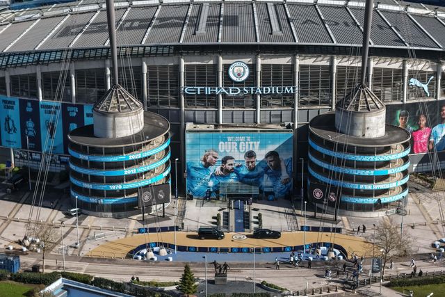 An aerial view of The City of Manchester Stadium during the UEFA Champions League last 16 second leg match Manchester City vs Real Madrid at The City of Manchester Stadium, Manchester, United Kingdom on 17 March 2026

(Photo by Mark Cosgrove/News Images)
