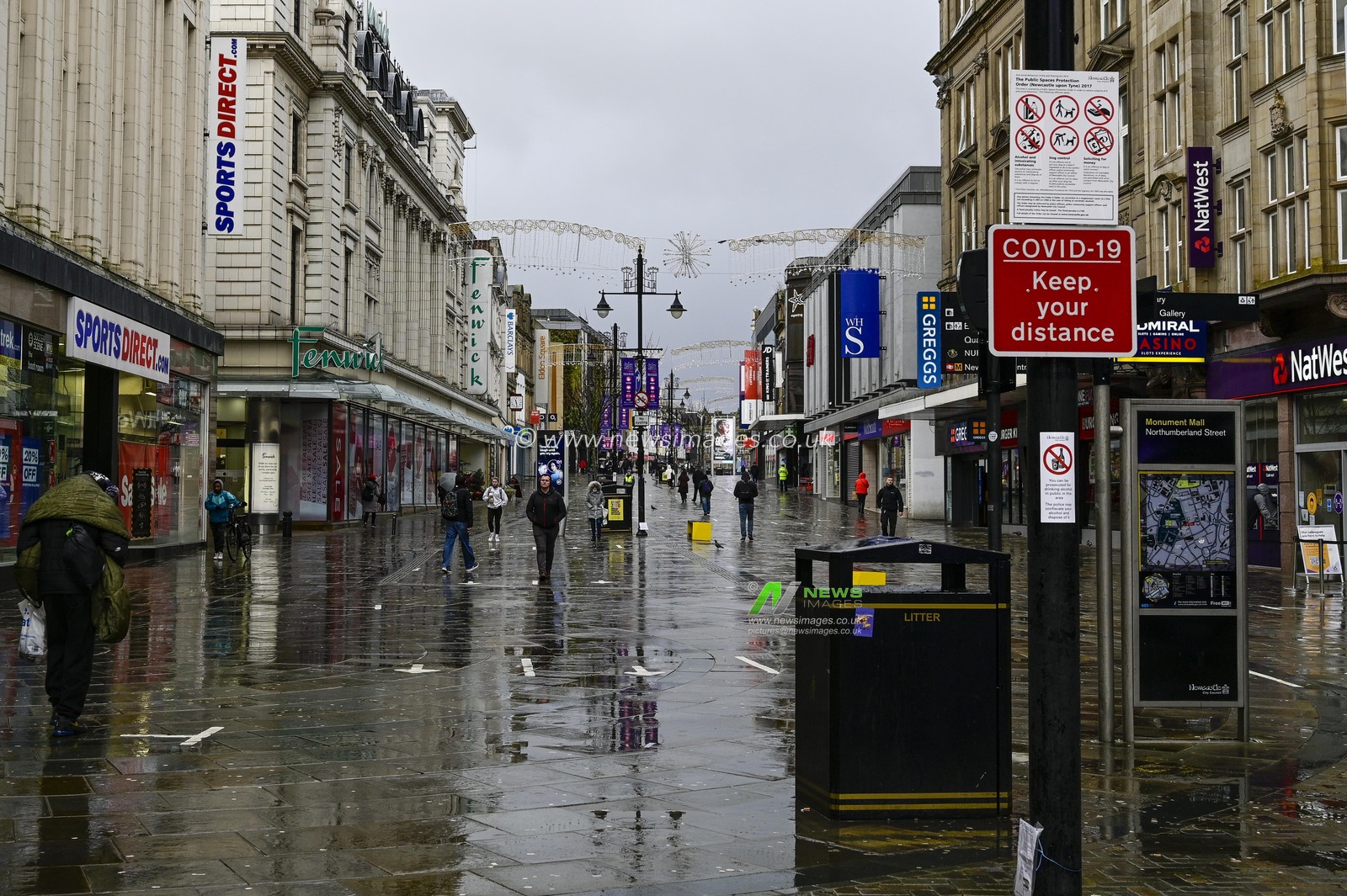Northumberland Street in Newcastle upon Tyne is quiet after Prime Minister Boris Johnson announces new national lockdown for England expected to last until mid February at the earliest
