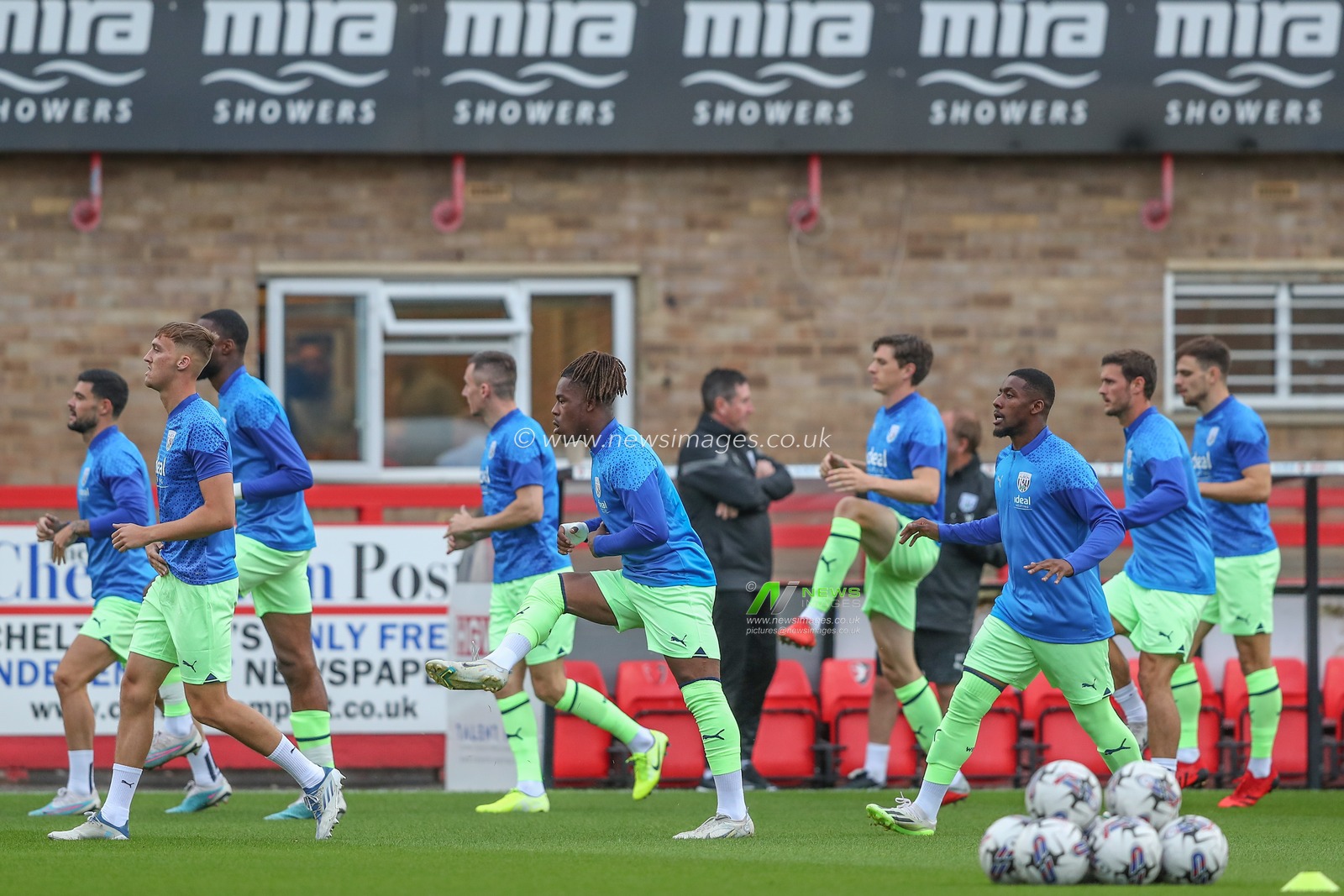 West Bromwich Albion players during the pre-game warm up ahead of the Pre-season friendly match Cheltenham Town vs West Bromwich Albion at The Completely-Suzuki Stadium, Cheltenham, United Kingdom, 18th July 2023

(Photo by Gareth Evans/News Images)