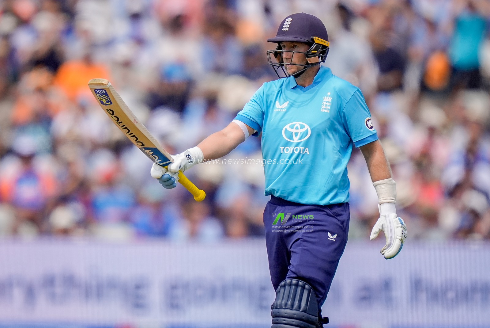 Joe Root of England celebrates a half century during the 1st Metro Bank ODI match England vs India at Edgbaston, Birmingham, United Kingdom on 14 July 2026

(Photo by Maynard Manyowa/News Images)