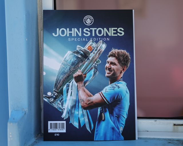 A John Stones of Manchester City special book is in sale during the Premier League match Manchester City vs Aston Villa at Etihad Stadium, Manchester, United Kingdom on 24 May 2026

(Photo by Mark Cosgrove/News Images)
