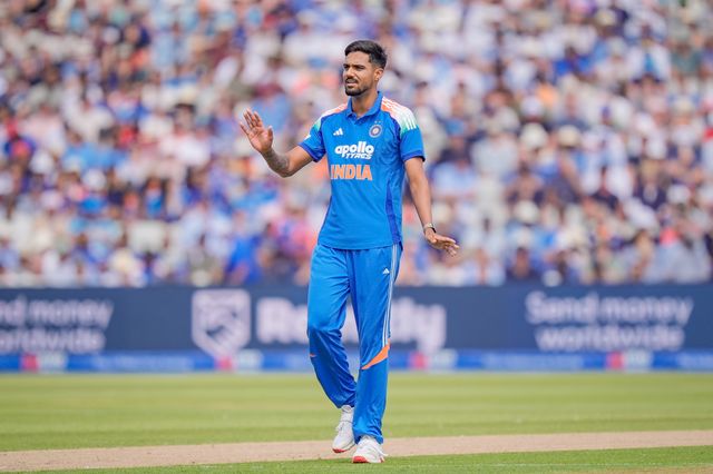 Gurnoor Brar of India appeals during the 1st Metro Bank ODI match England vs India at Edgbaston, Birmingham, United Kingdom on 14 July 2026

(Photo by Maynard Manyowa/News Images)