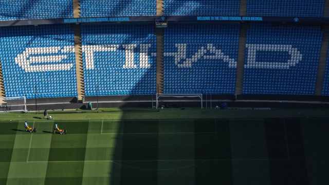 Ground staff make the Final Cut to the grass during the Premier League match Manchester City vs Aston Villa at Etihad Stadium, Manchester, United Kingdom on 24 May 2026

(Photo by Mark Cosgrove/News Images)