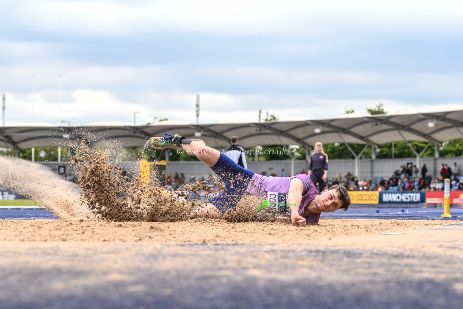 Corrall competes in the Mens long jump during the Microplus UK Athletics Championships Day 1 at Manchester Regional Arena, Manchester, United Kingdom, 29th June 2024

(Photo by Craig Thomas/News Images)