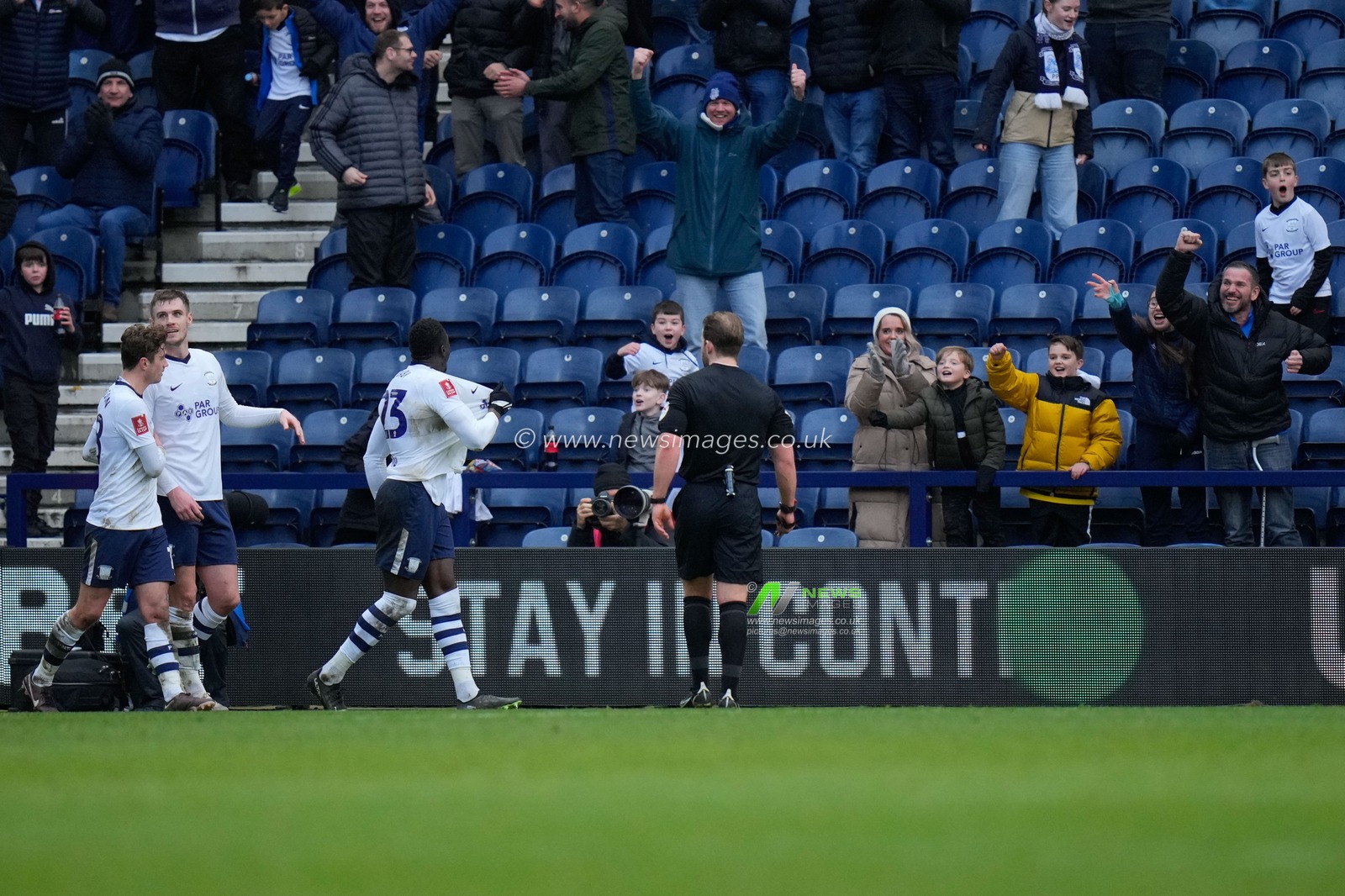 Bambo Diaby #23 of Preston North End celebrates scoring during the Emirates FA Cup Third Round match Preston North End vs Huddersfield Town at Deepdale, Preston, United Kingdom, 7th January 2023

(Photo by Steve Flynn/News Images)