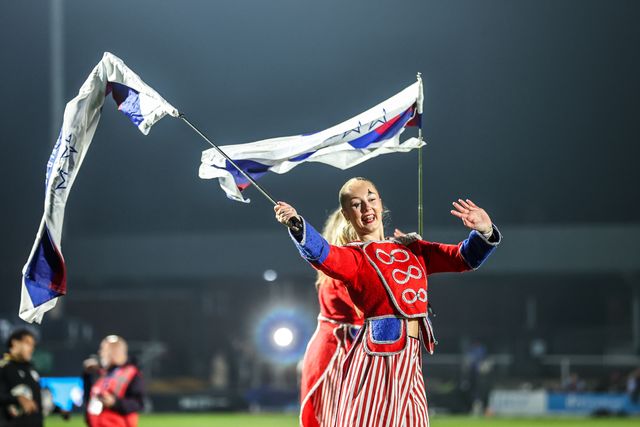 Pre-match entertainment ahead of the Betfred Super League round 5 match Wakefield Trinity vs Leigh Leopards at DIY Kitchens Stadium, Wakefield, United Kingdom on 20 March 2026

(Photo by Alfie Cosgrove/News Images)