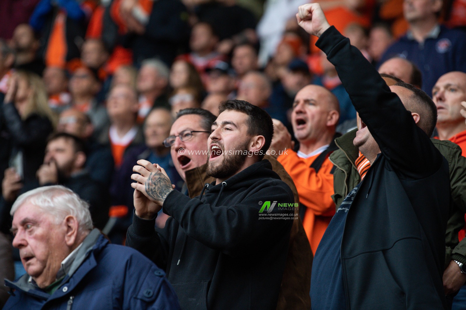 Blackpool fans during the Sky Bet Championship match Blackpool vs Preston North End at Bloomfield Road, Blackpool, United Kingdom, 22nd October 2022

(Photo by Craig Thomas/News Images)