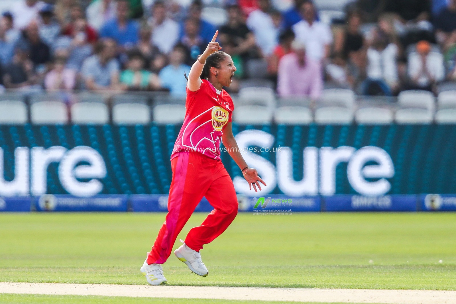 Shabnim Ismail of Welsh Fire celebrates after dismissing Danielle Gibson of London Spirit during the The Hundred Women's Final match Welsh Fire Women vs London Spirit Women at Lords, London, United Kingdom, 18th August 2024

(Photo by Izzy Poles/News Images)