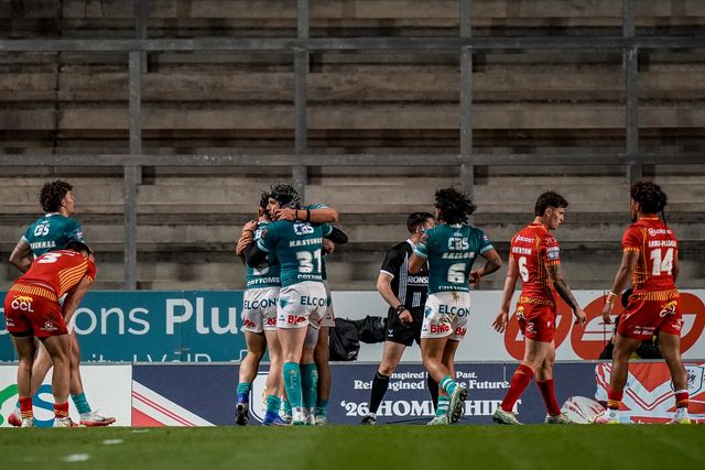 Jake Davies of St Helens celebrates his try during the Betfred Challenge Cup Quarter Final match St Helens vs Catalans Dragons at The BrewDog Stadium, St Helens, United Kingdom on 10 April 2026

(Photo by Maynard Manyowa/News Images)