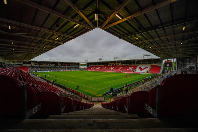 A general view of the pitch before kick off during the Betfred Super League round 14 match St Helens vs Warrington Wolves at The BrewDog Stadium, St Helens, United Kingdom on 11 June 2026

(Photo by Maynard Manyowa/News Images)