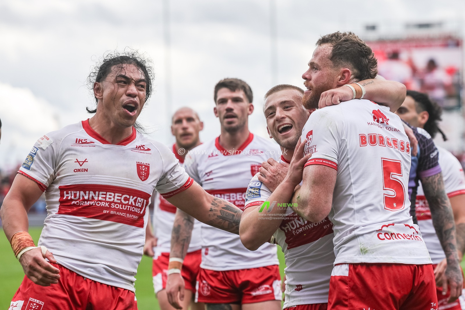 Joe Burgess of Hull KR celebrates his try during the Betfred Super League round 7 match Hull KR vs Hull FC at Sewell Group Craven Park, Hull, United Kingdom on 03 April 2026

(Photo by Mark Cosgrove/News Images)