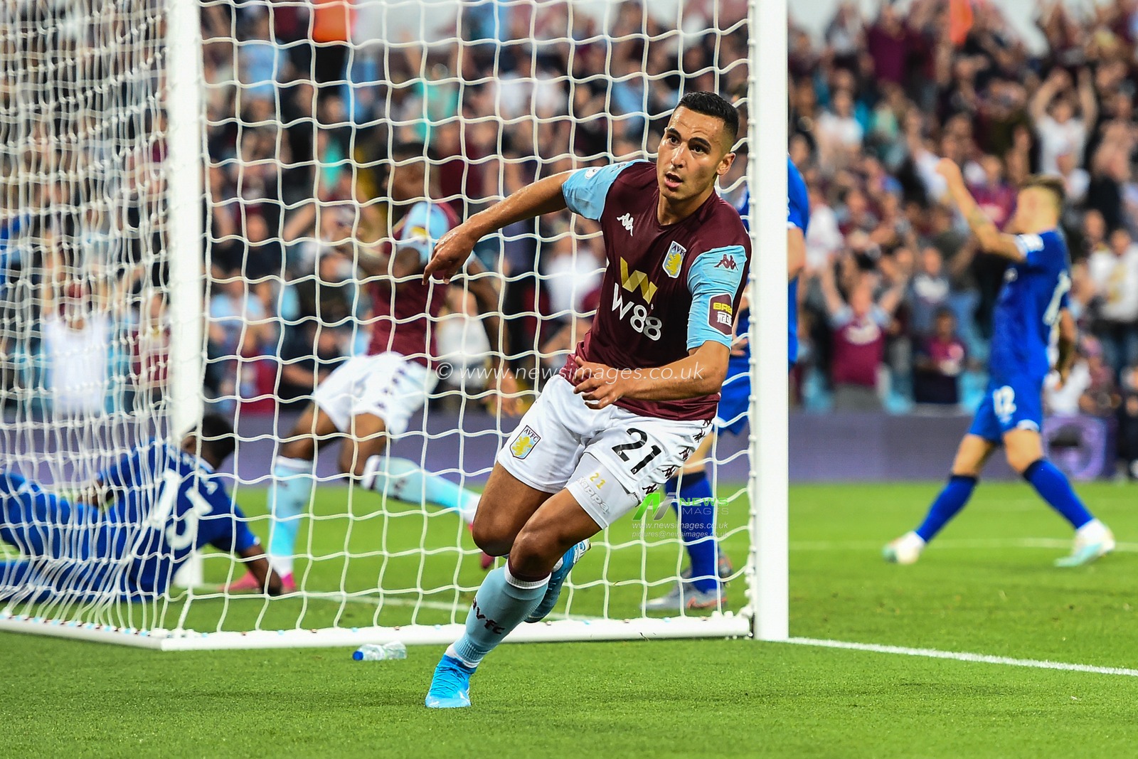 23rd August 2019, Villa Park, Birmingham, England ; Premier League Football, Aston Villa vs Everton ; Anwar El Ghazi (21) of Aston Villa celebrates his goal to make it 2-0

Credit: Gareth Dalley/News Images

English Football League images are subject to DataCo Licence