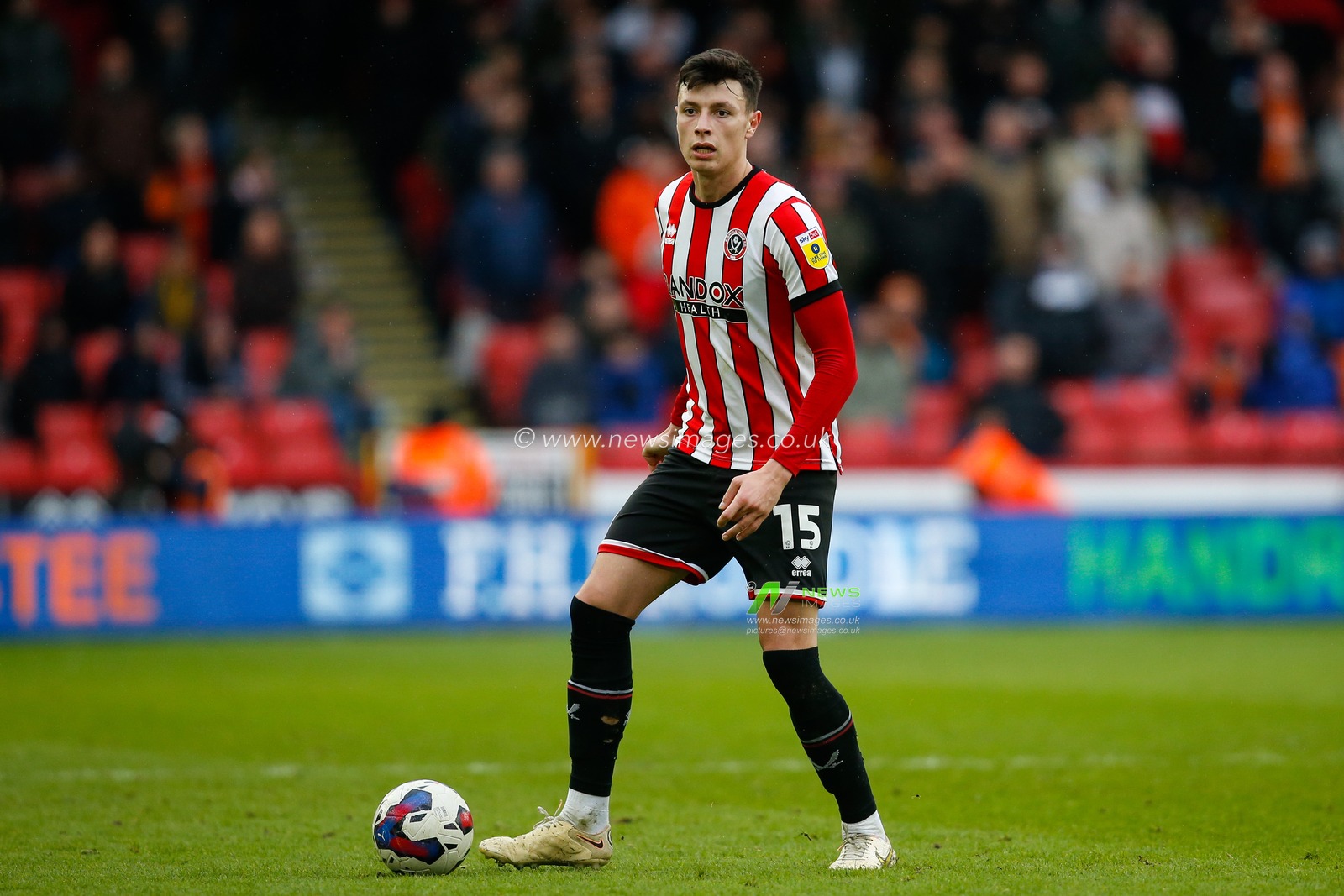 Anel Ahmedhodzic #15 of Sheffield United during the Sky Bet Championship match Sheffield United vs Luton Town at Bramall Lane, Sheffield, United Kingdom, 11th March 2023

(Photo by Ben Early/News Images)