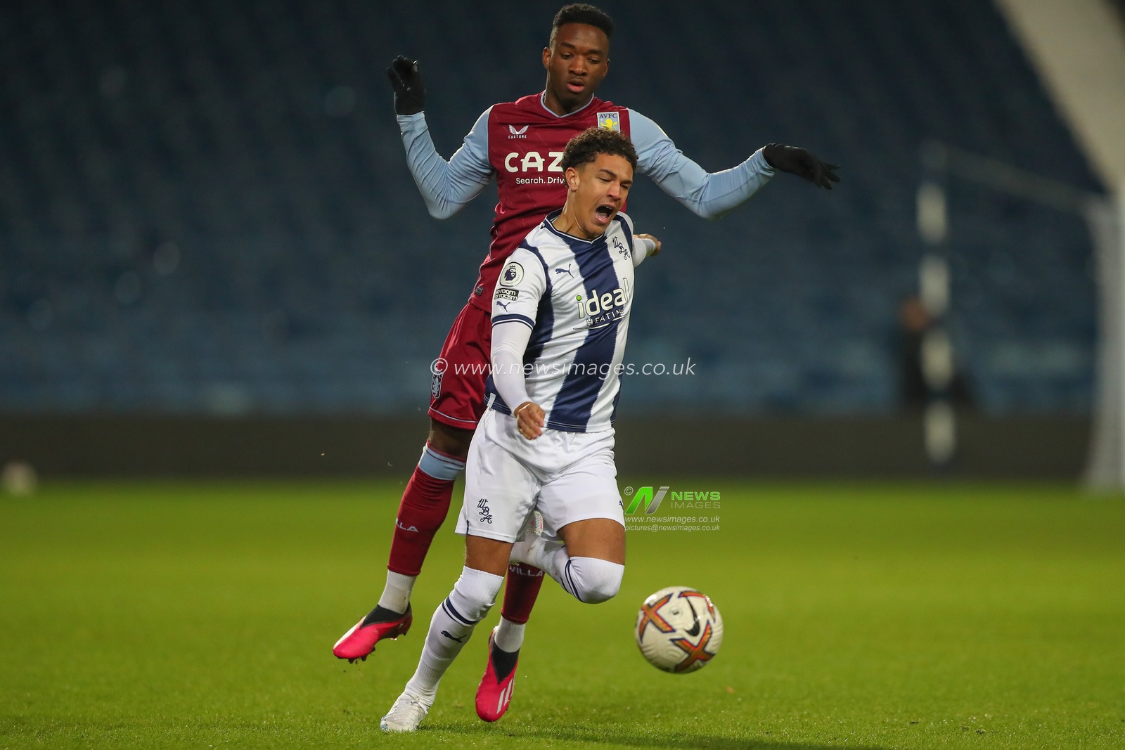Jovan Malcolm #32 of West Bromwich Albion goes down looking for a foul which isnâ€™t given during the Premier League 2 U23 match West Bromwich Albion U23 vs Aston Villa U23 at The Hawthorns, West Bromwich, United Kingdom, 27th January 2023

(Photo by Gareth Evans/News Images)