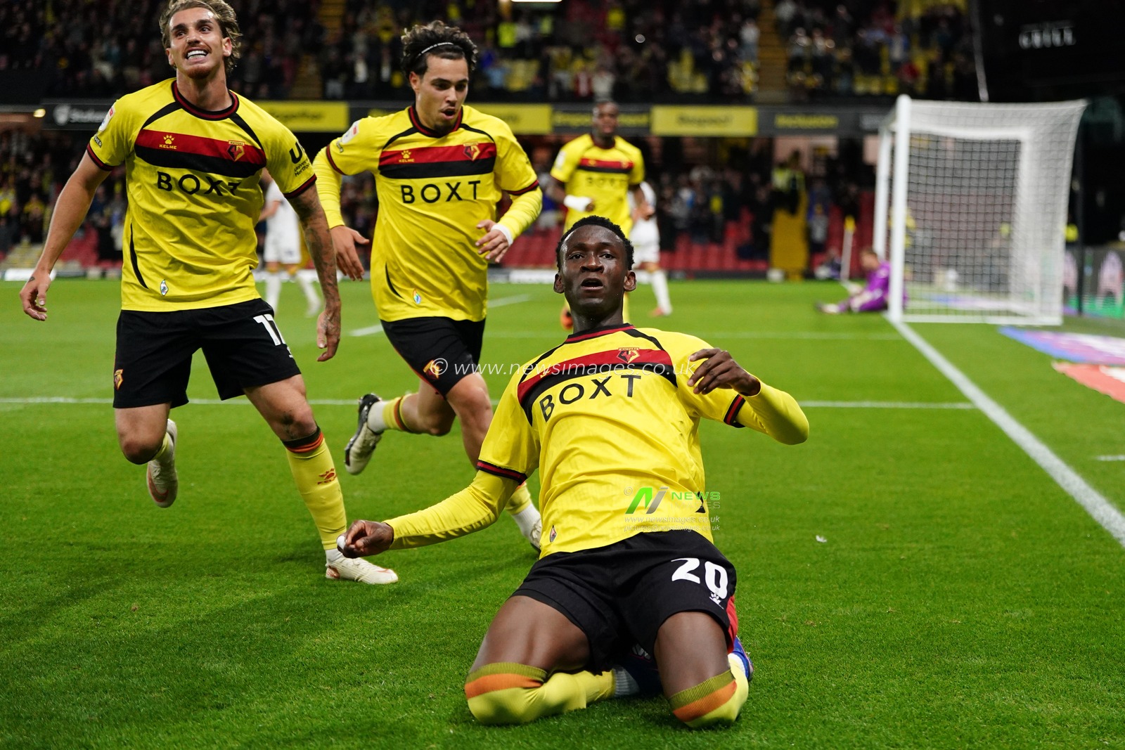 Mamadou Doumbia of Watford celebrates goal during the Sky Bet Championship match Watford vs Preston North End at Vicarage Road, Watford, United Kingdom on 08 September 2026

(Photo by Harvey Murphy/News Images)