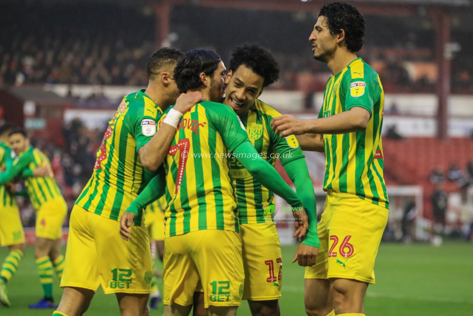 26th December 2019, Oakwell, Barnsley, England; Sky Bet Championship, Barnsley v West Bromwich Albion : Filip Krovinovic (7) of West Bromwich Albion celebrates his goal to make it 0-1

Credit: Mark Cosgrove/News Images