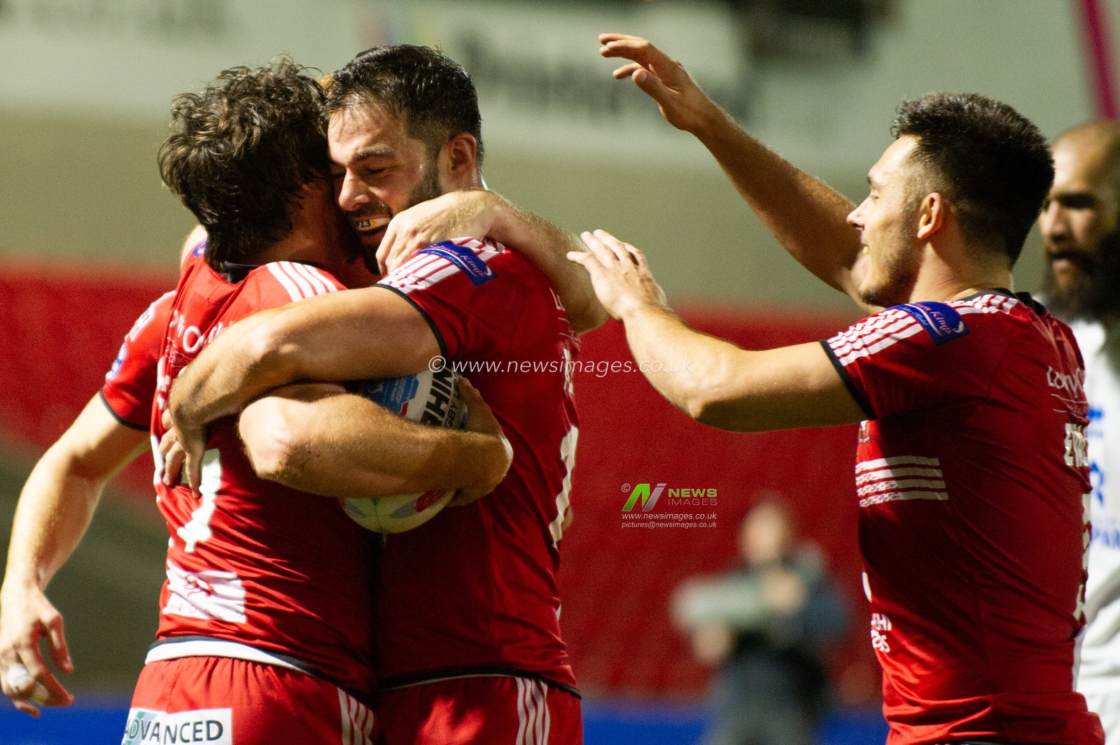 27th September 2018 , AJ Bell Stadium, Manchester, England; Betfred Super League Qualifiers, Salford Red Devils v Toulouse Olympique, Tyrone McCarthy of Salford Red Devils celebrates his try

Credit:   Richard Long/News Images