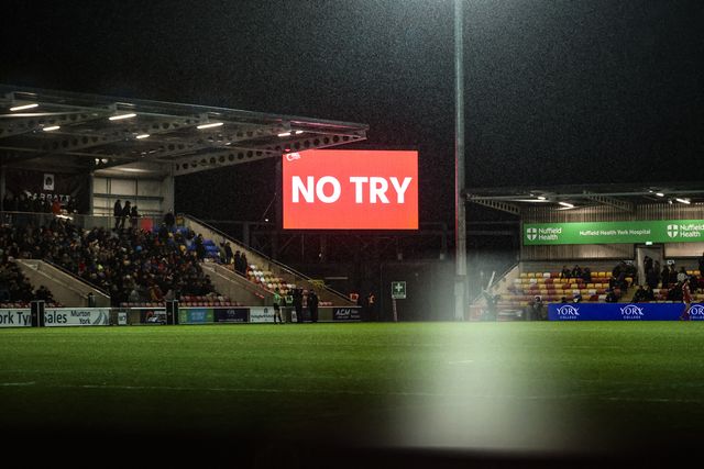 Hull KR go over for a try, however after review no try is given during the Betfred Super League Round 1 match York Knights vs Hull KR at LNER Community Stadium, Lincoln, United Kingdom on 12 February 2026

(Photo by Alfie Cosgrove/News Images)