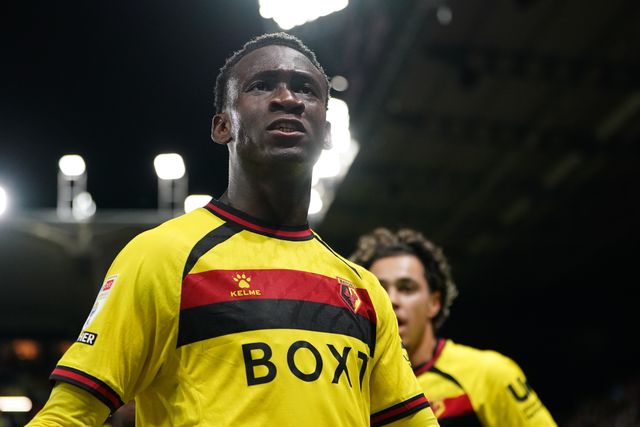 Mamadou Doumbia of Watford celebrates his goal during the Sky Bet Championship match Watford vs Preston North End at Vicarage Road, Watford, United Kingdom on 08 September 2026

(Photo by Harvey Murphy/News Images)
