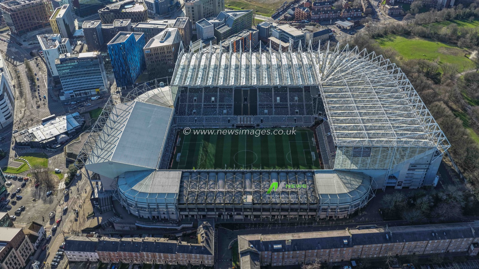 An aerial view of St James’ Park during the Emirates FA Cup 5th Round  match Newcastle Untied vs Manchester City at St. James's Park, Newcastle, United Kingdom on 07 March 2026

(Photo by Mark Cosgrove/News Images)