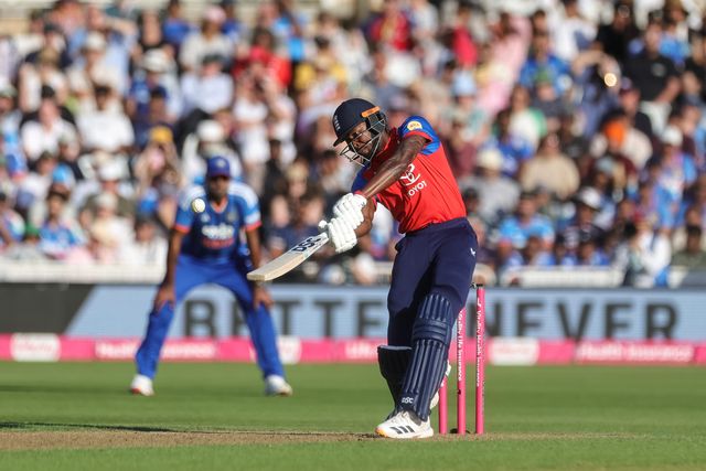 Jofra Archer of England hits a four during the Third Vitality T20 International match England vs India at Trent Bridge, Nottingham, United Kingdom on 07 July 2026

(Photo by Mark Cosgrove/News Images)
