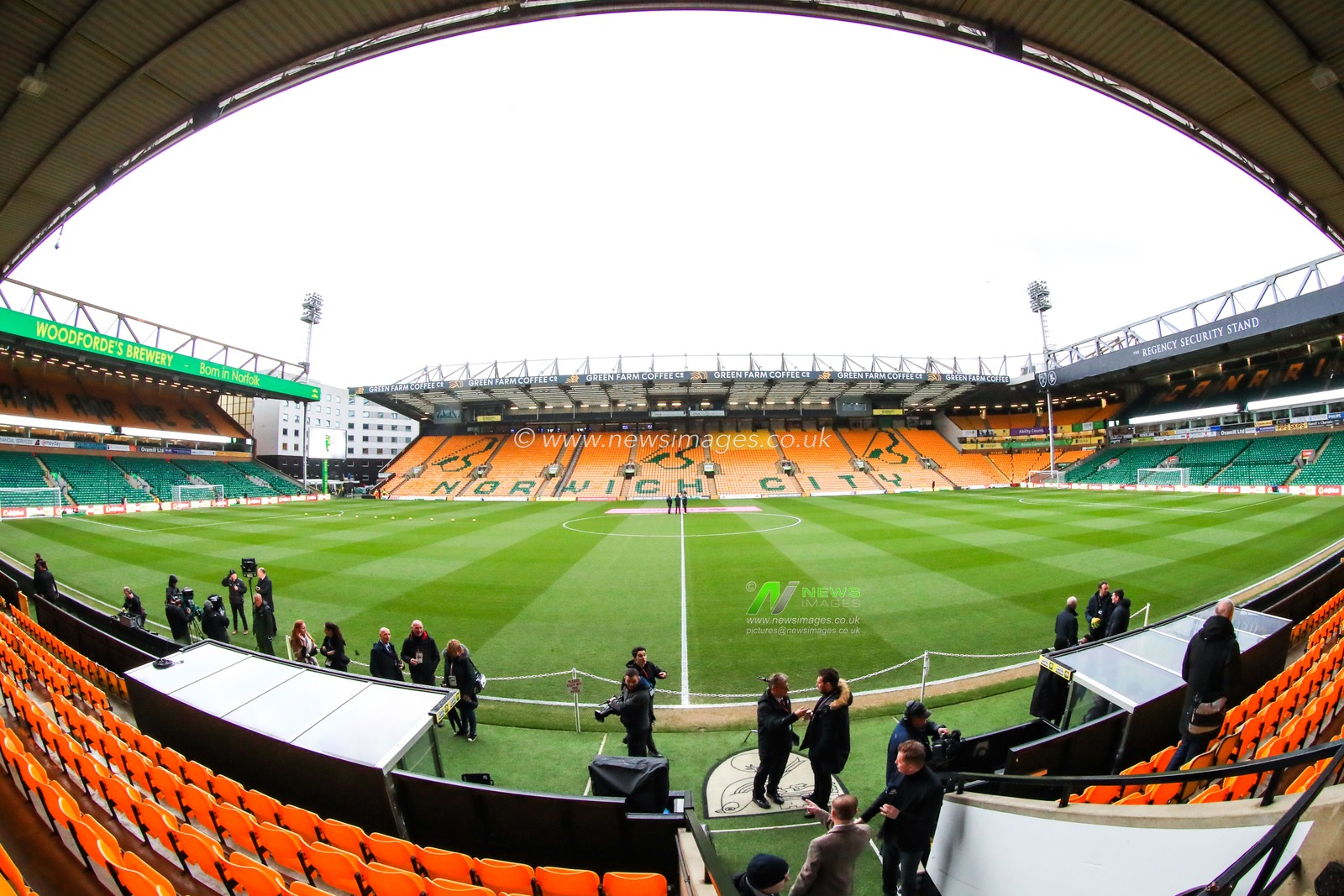 15th February 2020, Carrow Road, Norwich, England; Premier League, Norwich City v Liverpool : Press gather at Carrow Road ahead of kick-off