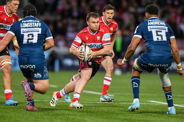  Seb Blake of Gloucester Rugby makes a run during the Gallagher Premiership match Gloucester vs Sale Sharks at Kingsholm Stadium, Gloucester, United Kingdom on 08 May 2026

(Photo by Alex Williamson/News Images)