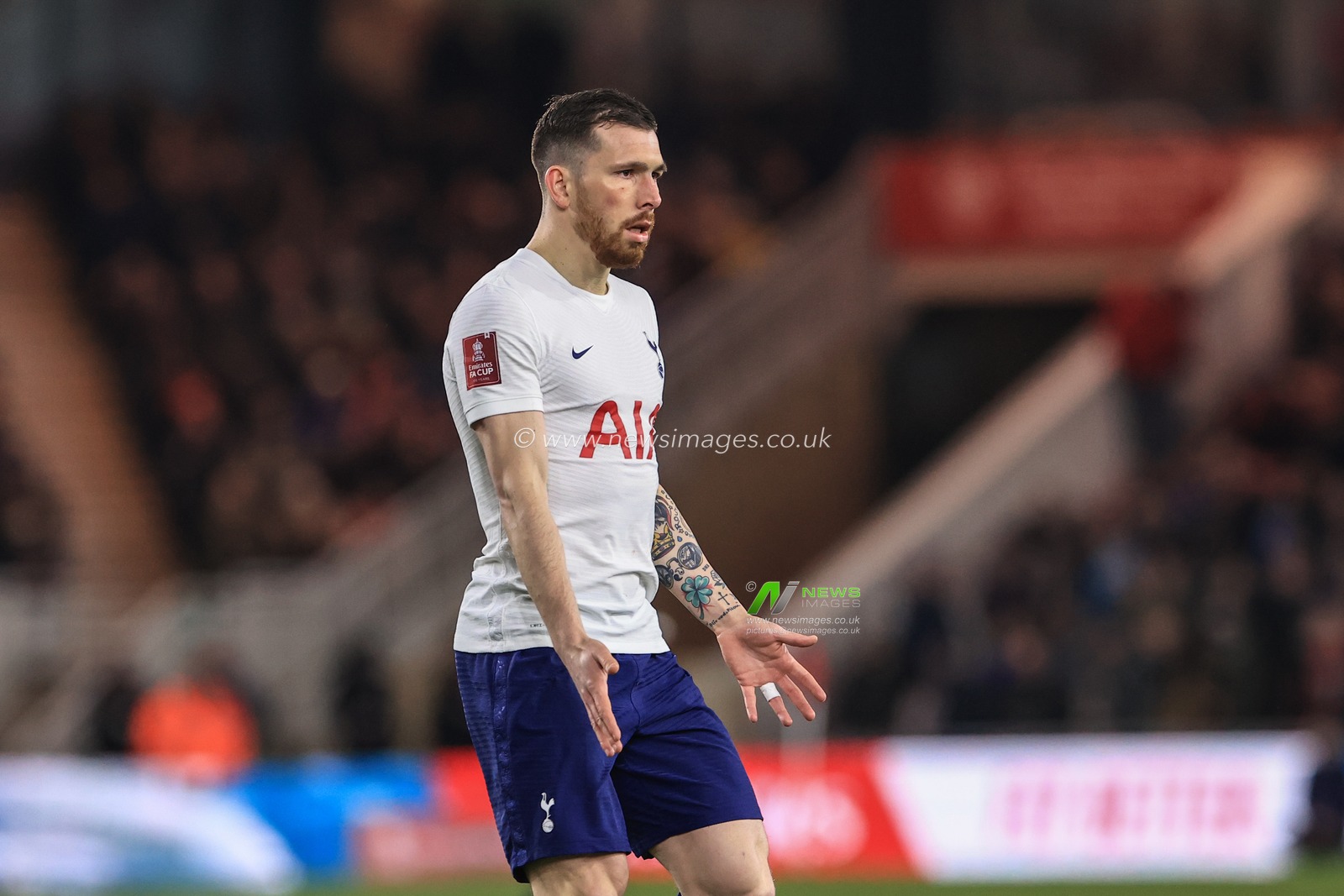 Pierre-Emile Hojbjerg #5 of Tottenham Hotspur askes for the ball