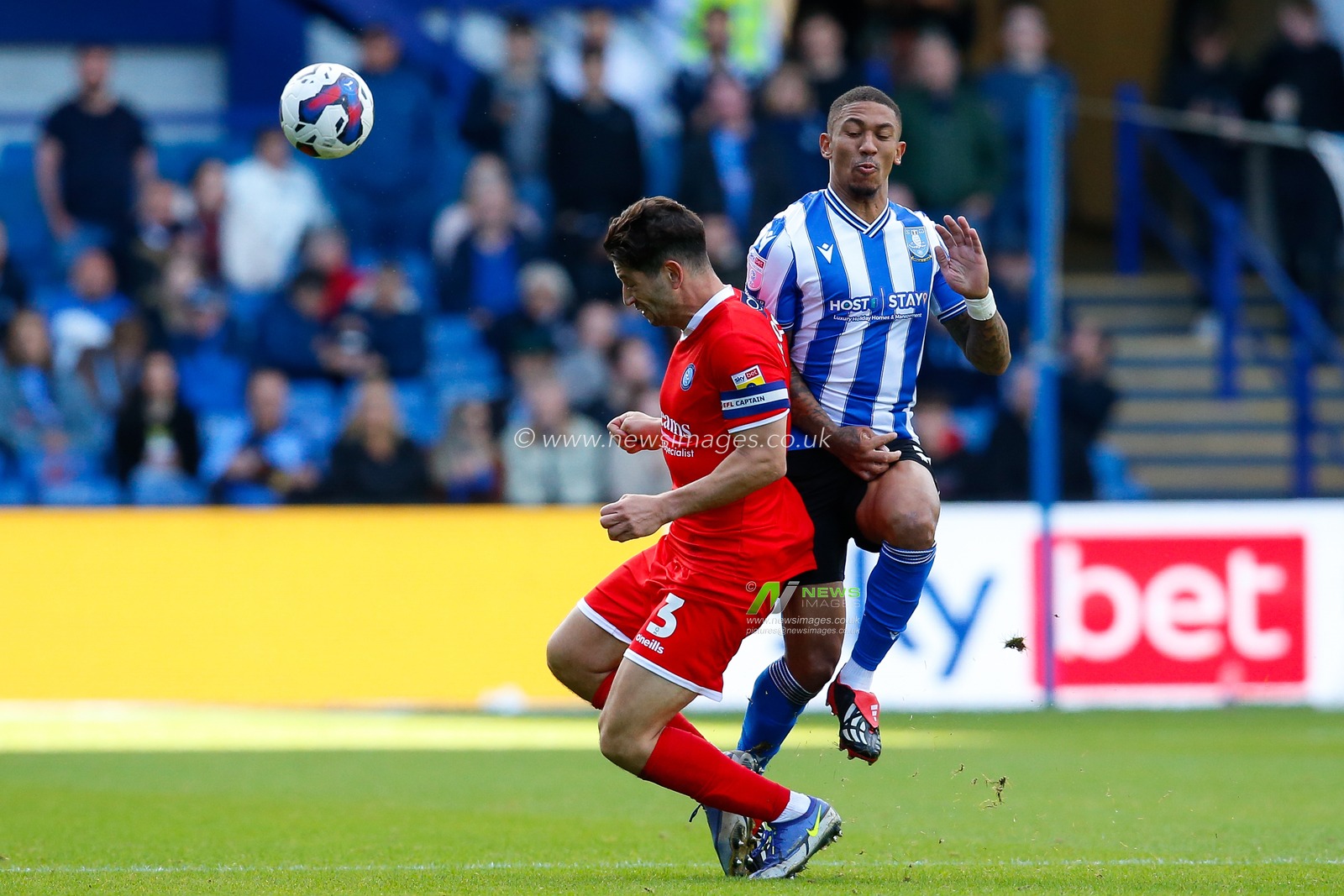 Joe Jacobson #3 of Wycombe Wanderers and Liam Palmer #2 of Sheffield Wednesday during the Sky Bet League 1 match Sheffield Wednesday vs Wycombe Wanderers at Hillsborough, Sheffield, United Kingdom, 24th September 2022

(Photo by Ben Early/News Images)